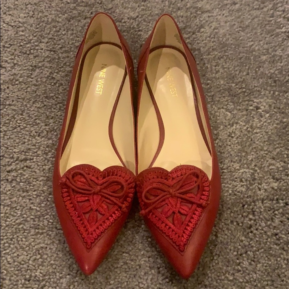 Red Nine West ballet flats